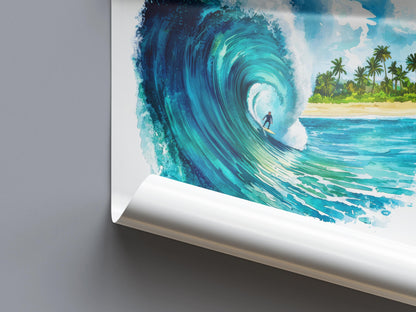 Banzai Pipeline watercolor poster Wall Art Banzai Pipeline Wall Hanging Home Décor Banzai Pipeline Gift Art Lovers Hawaii Art Lover Gift