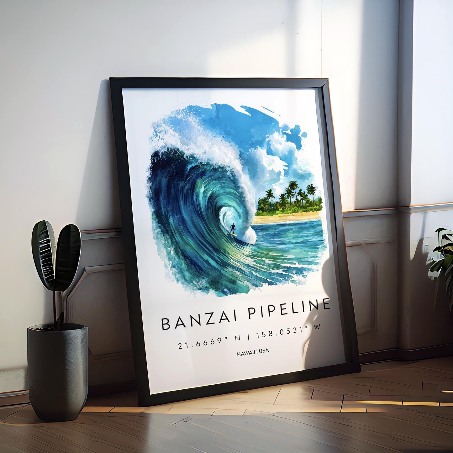 Banzai Pipeline watercolor poster Wall Art Banzai Pipeline Wall Hanging Home Décor Banzai Pipeline Gift Art Lovers Hawaii Art Lover Gift