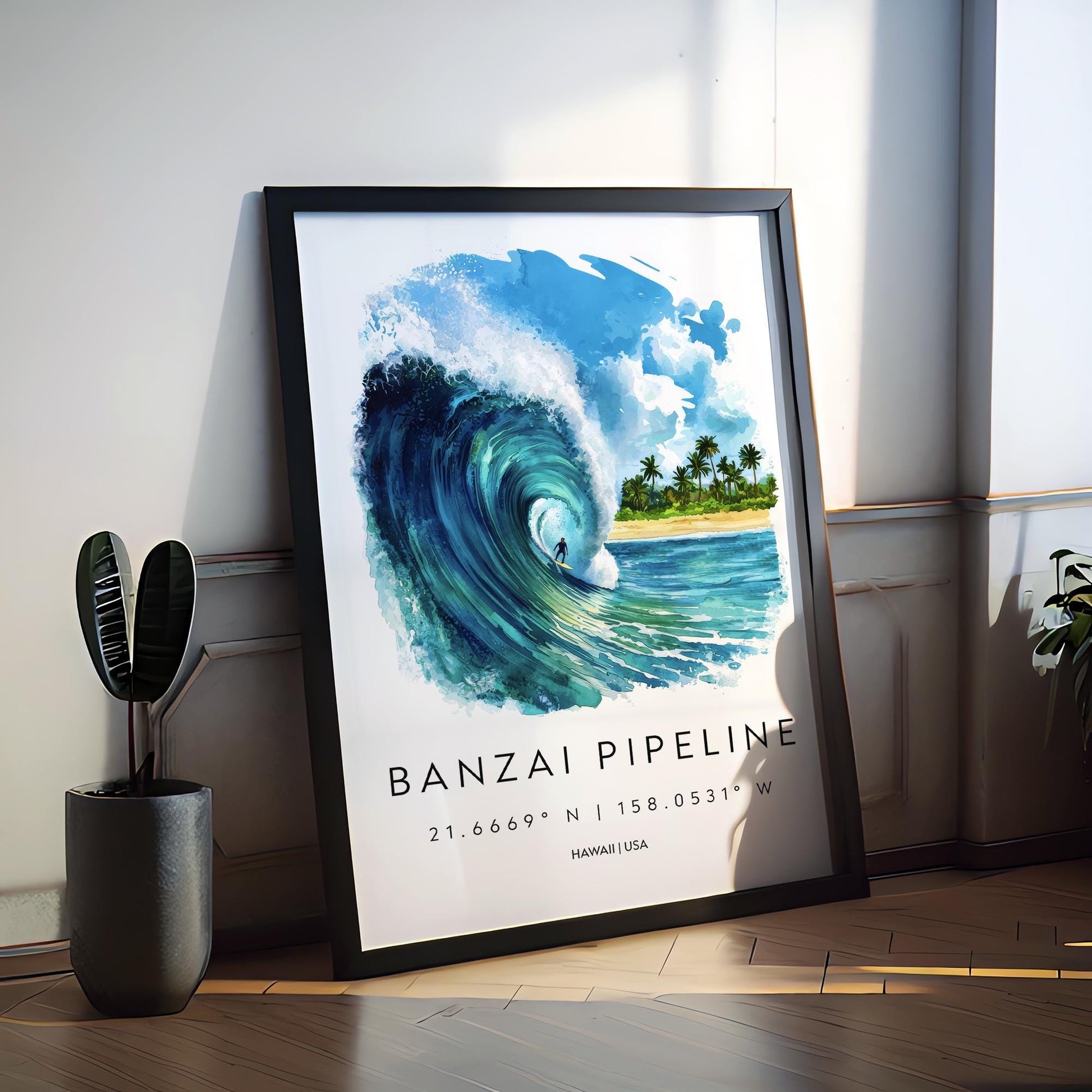 Banzai Pipeline watercolor poster Wall Art Banzai Pipeline Wall Hanging Home Décor Banzai Pipeline Gift Art Lovers Hawaii Art Lover Gift