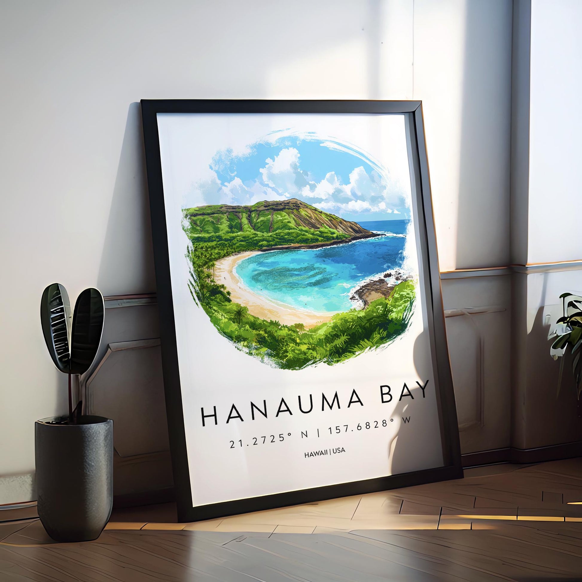 Hanauma Bay watercolor poster Wall Art Hanauma Bay Wall Hanging Home Décor Hanauma Bay Gift Art Lovers Hawaii Art Lover Gift Hawaii wall art