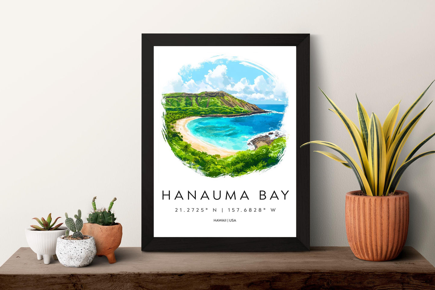 Hanauma Bay watercolor poster Wall Art Hanauma Bay Wall Hanging Home Décor Hanauma Bay Gift Art Lovers Hawaii Art Lover Gift Hawaii wall art