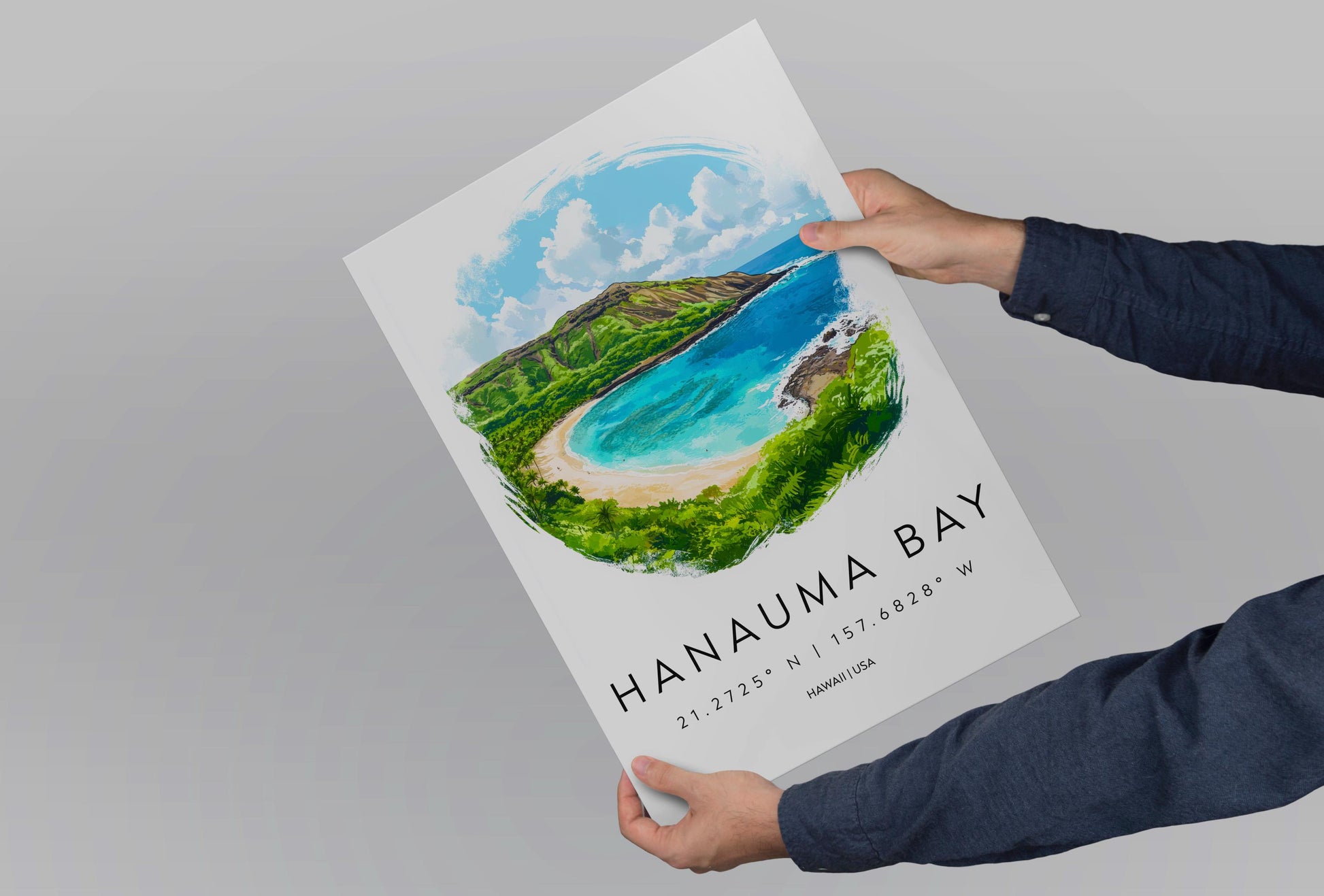Hanauma Bay watercolor poster Wall Art Hanauma Bay Wall Hanging Home Décor Hanauma Bay Gift Art Lovers Hawaii Art Lover Gift Hawaii wall art
