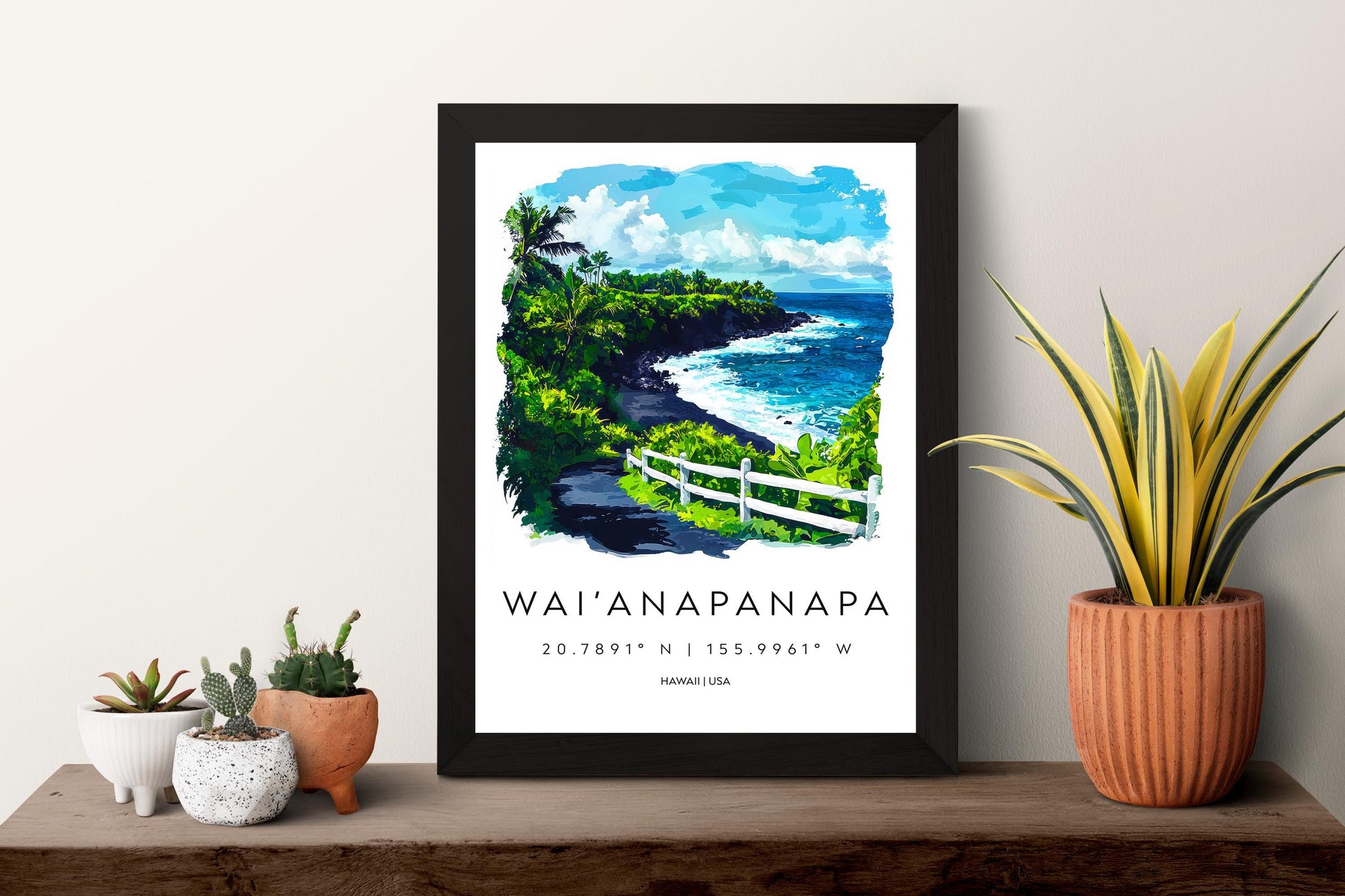 Wai'anapanapa watercolor poster Wall Art Wai'anapanapa Wall Hanging Home Décor Wai'anapanapa Gift Art Lovers Hawaii Art Lover Gift Hawaii