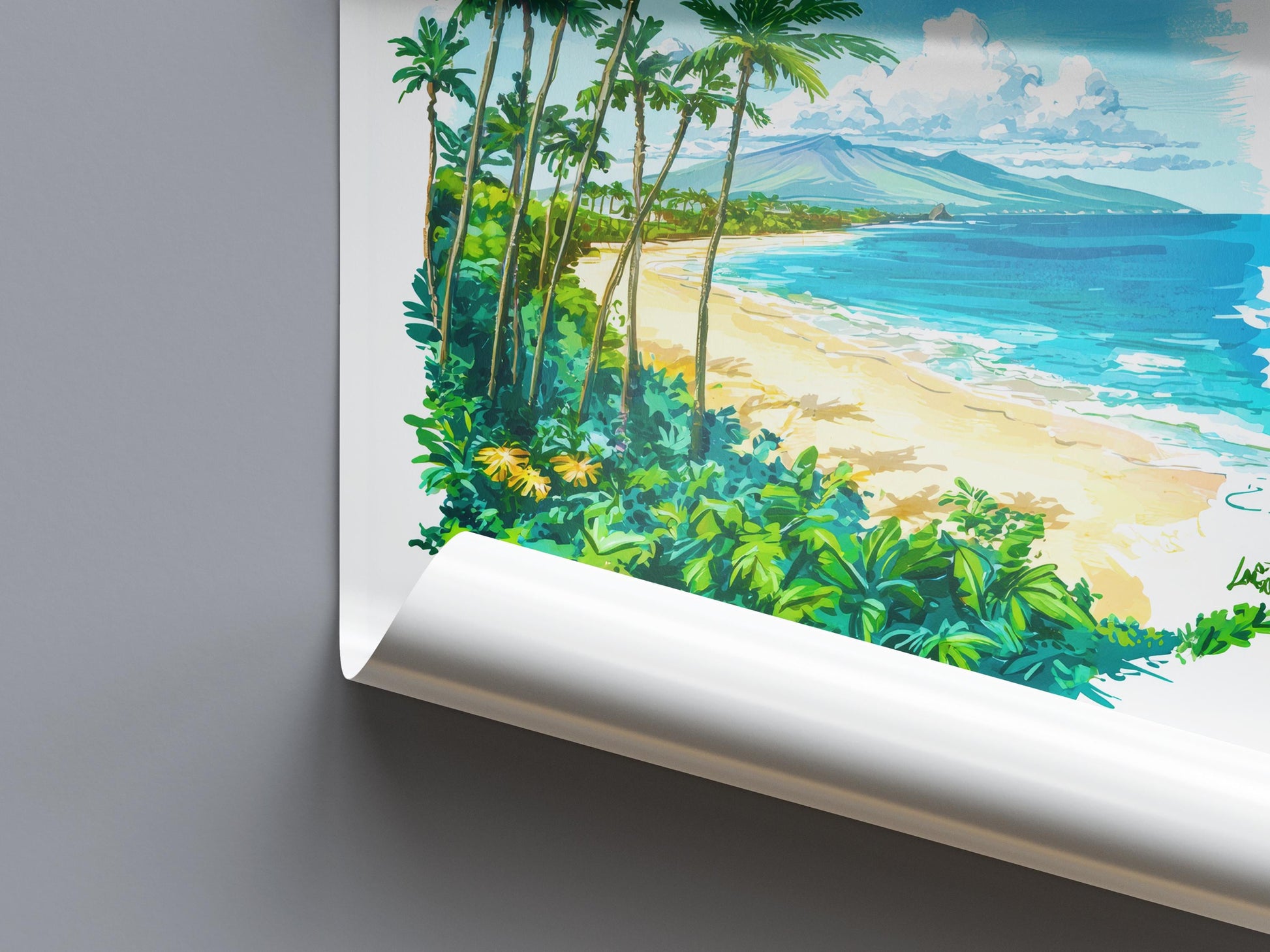 Wailea Beach watercolor poster Wall Art Wailea Beach Wall Hanging Home Décor Wailea Beach Gift Art Lovers Hawaii Art Lover Gift Hawaii