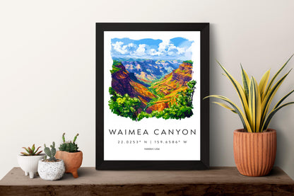 Waimea Canyon watercolor poster Wall Art Waimea Canyon Wall Hanging Home Décor Waimea Canyon Gift Art Lovers Hawaii Art Lover Gift