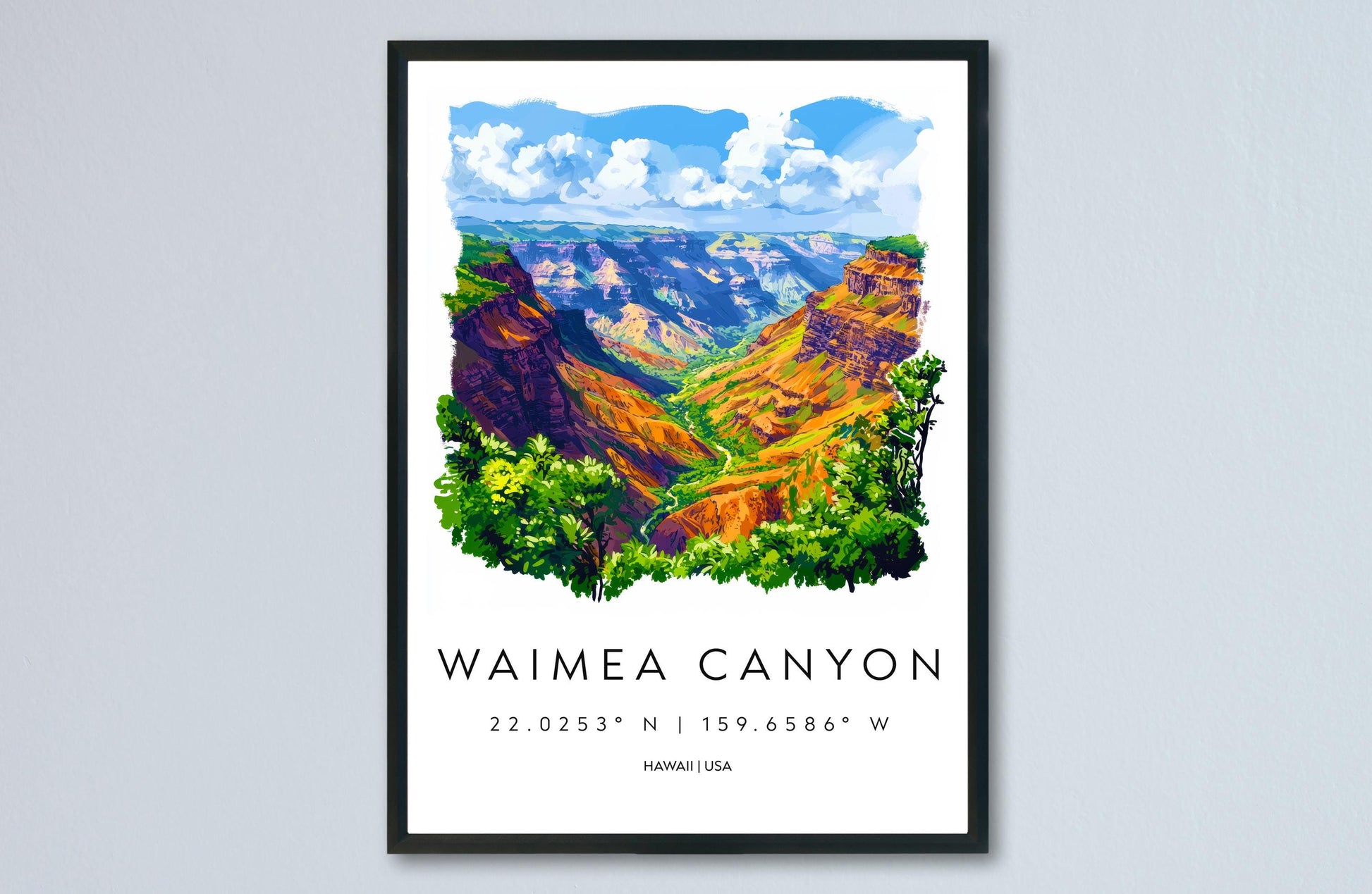 Waimea Canyon watercolor poster Wall Art Waimea Canyon Wall Hanging Home Décor Waimea Canyon Gift Art Lovers Hawaii Art Lover Gift