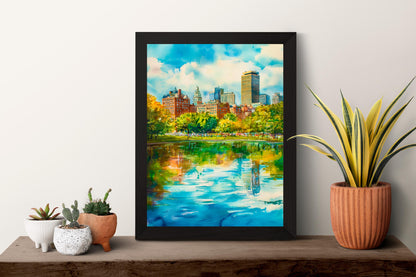Boston watercolor poster Wall Art Boston Wall Hanging Home Décor Boston Gift Art Lovers Massachusetts Art Lover Gift Massachusetts wall art