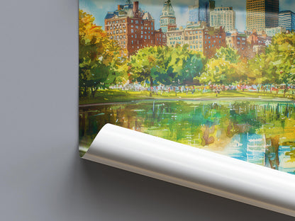 Boston watercolor poster Wall Art Boston Wall Hanging Home Décor Boston Gift Art Lovers Massachusetts Art Lover Gift Massachusetts wall art