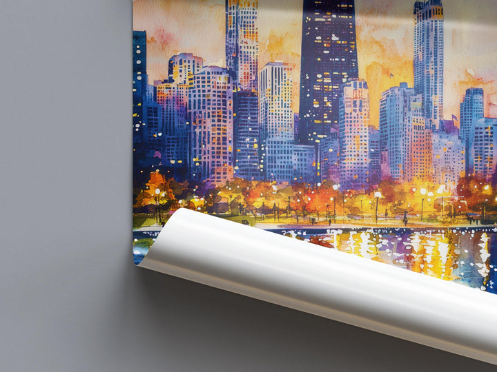 Chicago watercolor poster Wall Art Chicago Wall Hanging Home Décor Chicago Gift Art Lovers Illinois Art Lover Gift Illinois wall art