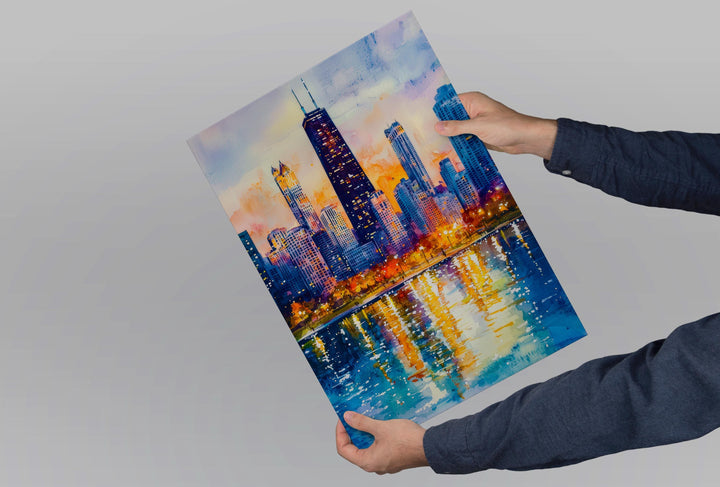 Chicago watercolor poster Wall Art Chicago Wall Hanging Home Décor Chicago Gift Art Lovers Illinois Art Lover Gift Illinois wall art