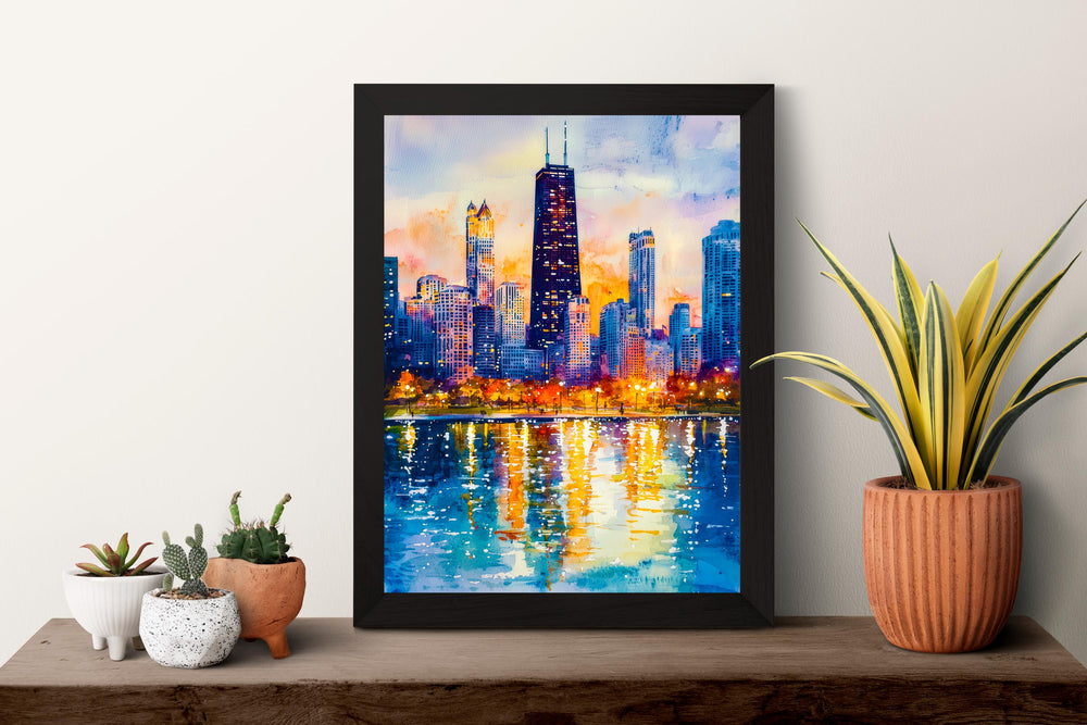 Chicago watercolor poster Wall Art Chicago Wall Hanging Home Décor Chicago Gift Art Lovers Illinois Art Lover Gift Illinois wall art