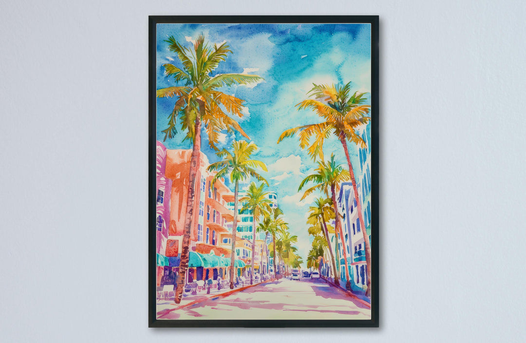 Miami watercolor poster Wall Art Miami Wall Hanging Home Décor Miami Gift Art Lovers Florida Art Lover Gift Florida wall art