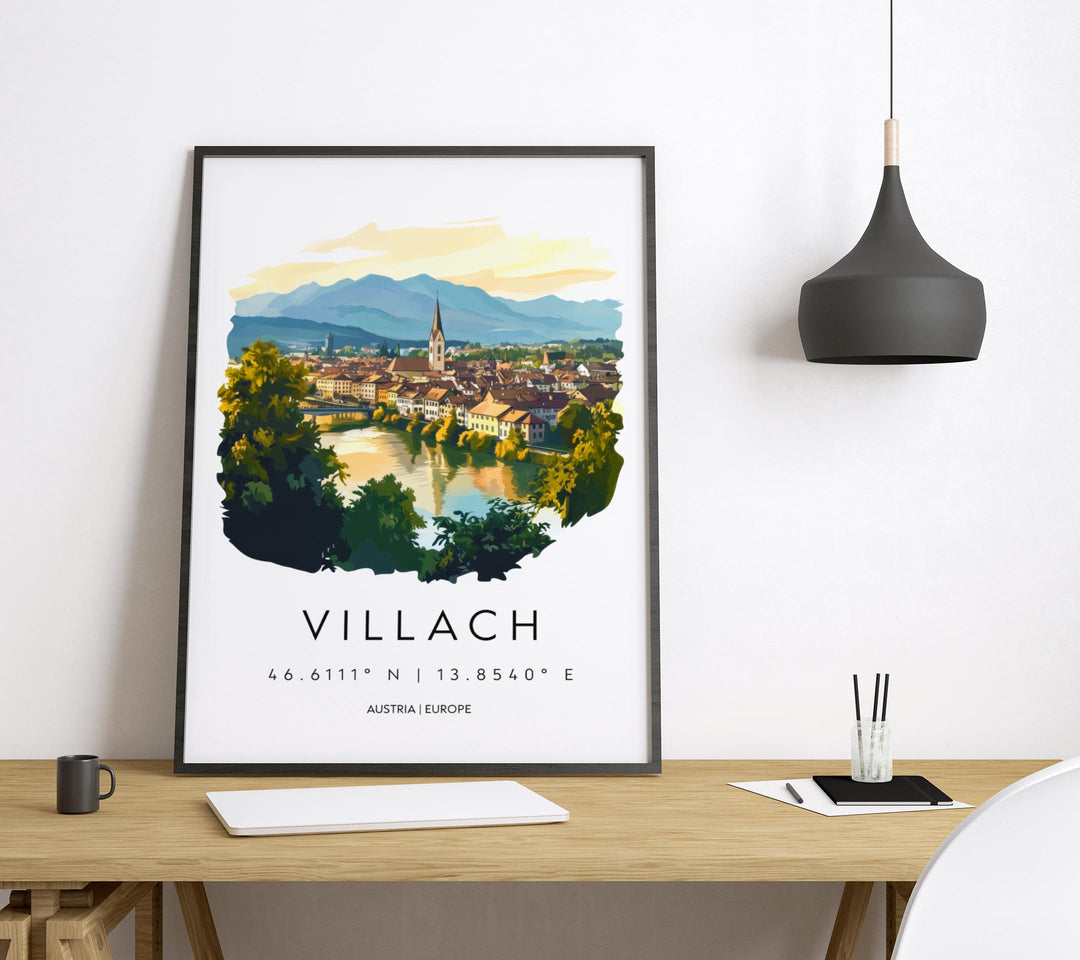 Villach Watercolor Poster Wall Art Villach Wall Decor Home Décor Villach Gift Austria Art Lover Gift, Travel Souvenir Print