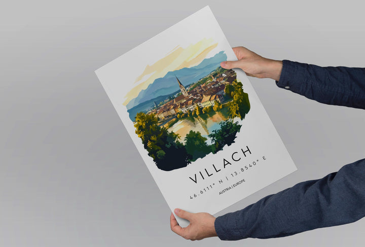 Villach Watercolor Poster Wall Art Villach Wall Decor Home Décor Villach Gift Austria Art Lover Gift, Travel Souvenir Print
