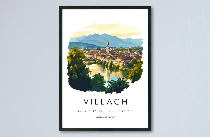Villach Watercolor Poster Wall Art Villach Wall Decor Home Décor Villach Gift Austria Art Lover Gift, Travel Souvenir Print