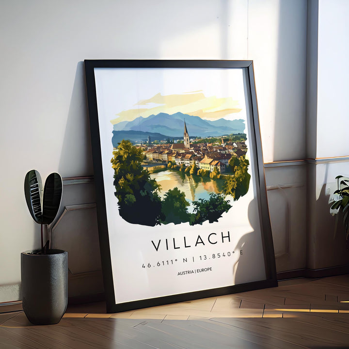 Villach Watercolor Poster Wall Art Villach Wall Decor Home Décor Villach Gift Austria Art Lover Gift, Travel Souvenir Print