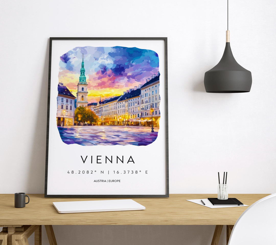 Vienna Watercolor Poster Wall Art Vienna Wall Decor Home Décor Vienna Gift Austria Art Lover Gift, Travel Souvenir Print