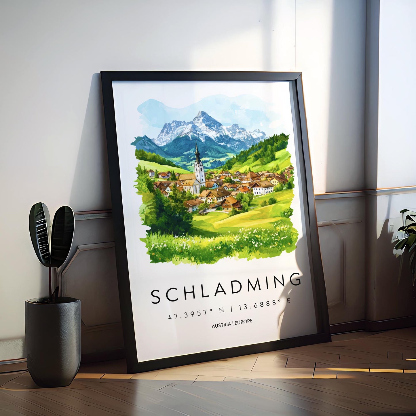 Schladming Watercolor Poster Wall Art Schladming Wall Decor Home Décor Schladming Gift Austria Art Lover Gift, Travel Souvenir Print