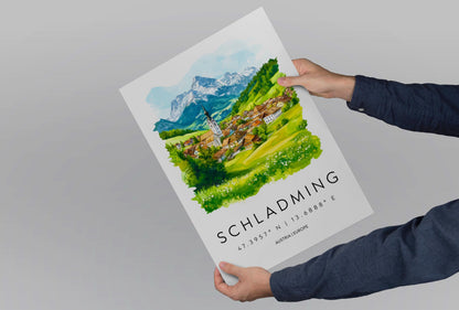 Schladming Watercolor Poster Wall Art Schladming Wall Decor Home Décor Schladming Gift Austria Art Lover Gift, Travel Souvenir Print