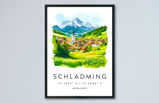 Schladming Watercolor Poster Wall Art Schladming Wall Decor Home Décor Schladming Gift Austria Art Lover Gift, Travel Souvenir Print