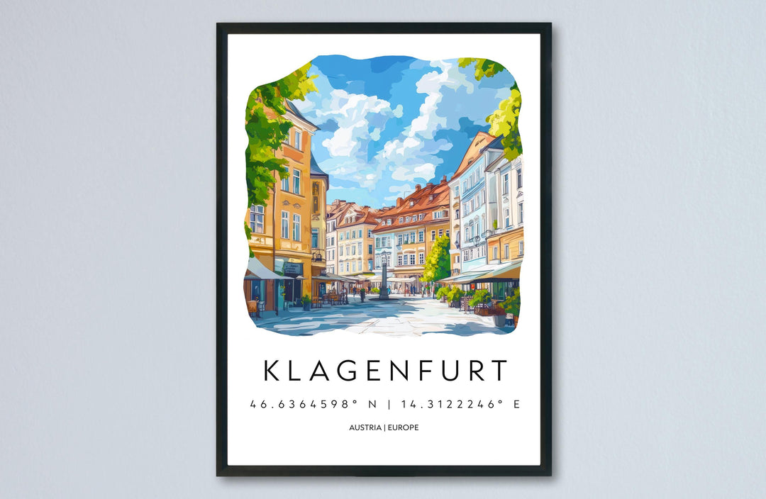 Klagenfurt Watercolor Poster Wall Art Klagenfurt Wall Decor Home Décor Klagenfurt Gift Austria Art Lover Gift, Travel Souvenir Print
