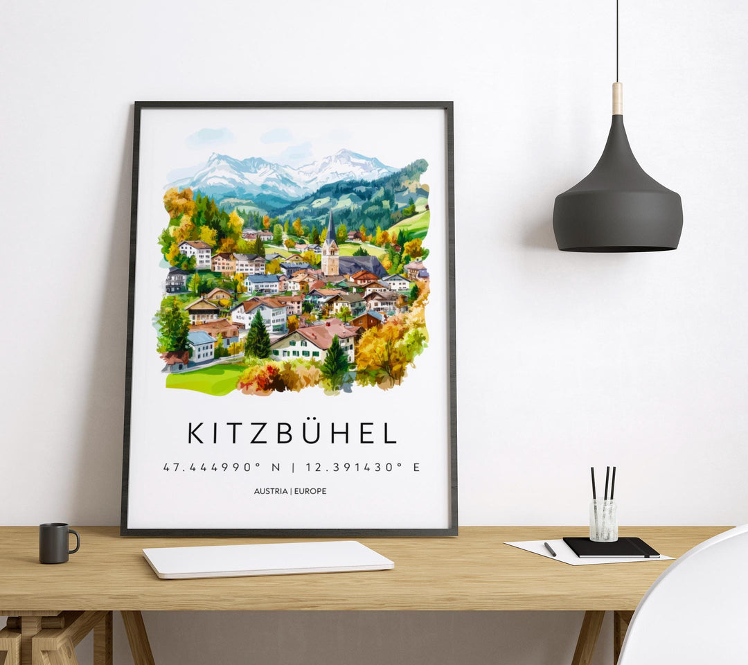 Kitzbühel Watercolor Poster Wall Art Kitzbühel Wall Decor Home Décor Kitzbühel Gift Austria Art Lover Gift, Travel Souvenir Print