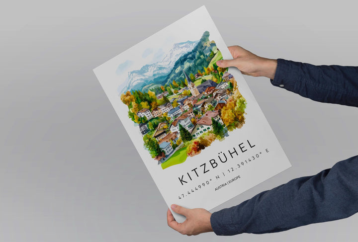 Kitzbühel Watercolor Poster Wall Art Kitzbühel Wall Decor Home Décor Kitzbühel Gift Austria Art Lover Gift, Travel Souvenir Print