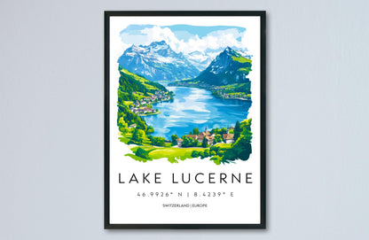 Lake Lucerne Watercolor Poster Wall Art Lake Lucerne Wall Décor Home Décor Lake Lucerne Gift Switzerland Art Lover Gift, Travel Souvenir