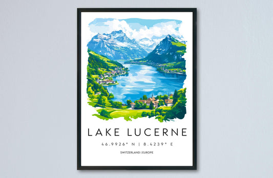 Lake Lucerne Watercolor Poster Wall Art Lake Lucerne Wall Décor Home Décor Lake Lucerne Gift Switzerland Art Lover Gift, Travel Souvenir