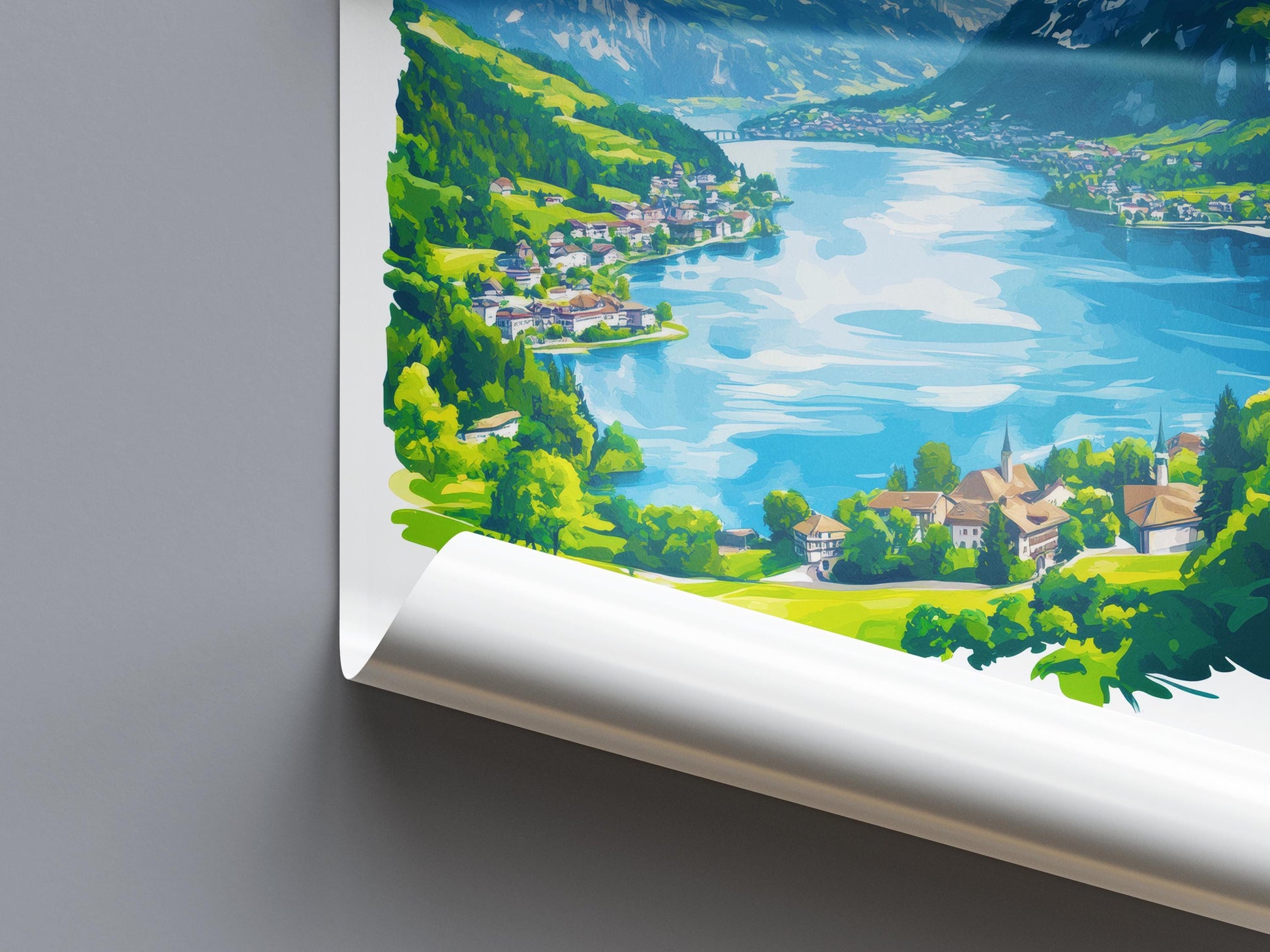 Lake Lucerne Watercolor Poster Wall Art Lake Lucerne Wall Décor Home Décor Lake Lucerne Gift Switzerland Art Lover Gift, Travel Souvenir