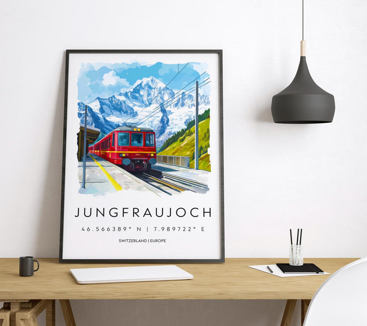 Jungfraujoch Watercolor Poster Wall Art Jungfraujoch Wall Decor Home Décor Jungfraujoch Gift Switzerland Art Lover Gift, Travel Souvenir