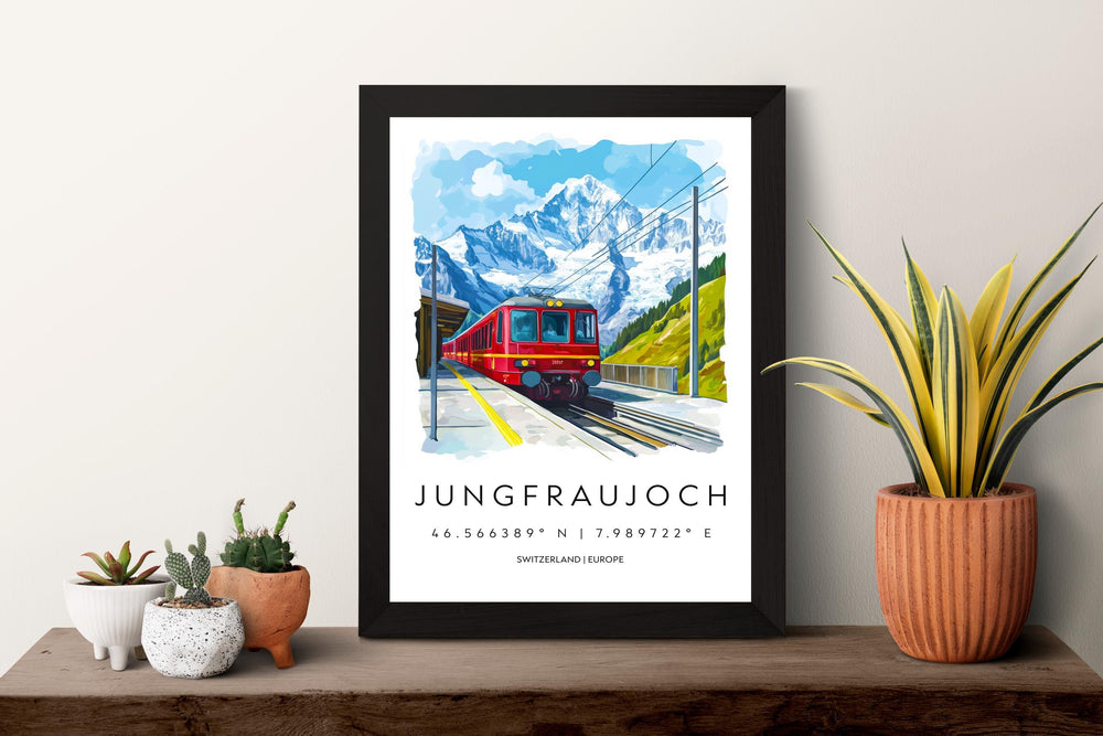 Jungfraujoch Watercolor Poster Wall Art Jungfraujoch Wall Decor Home Décor Jungfraujoch Gift Switzerland Art Lover Gift, Travel Souvenir