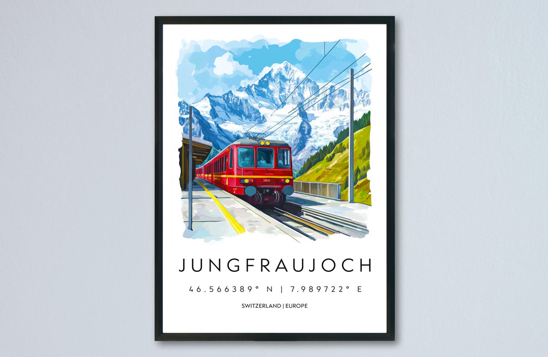 Jungfraujoch Watercolor Poster Wall Art Jungfraujoch Wall Decor Home Décor Jungfraujoch Gift Switzerland Art Lover Gift, Travel Souvenir