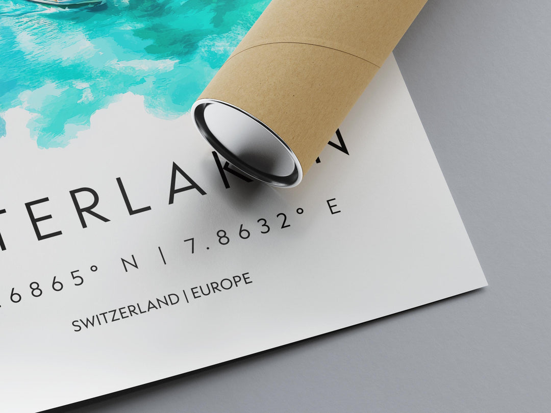 Interlaken Watercolor Poster Wall Art Interlaken Wall Decor Home Décor Interlaken Gift Switzerland Art Lover Gift, Travel Souvenir Print