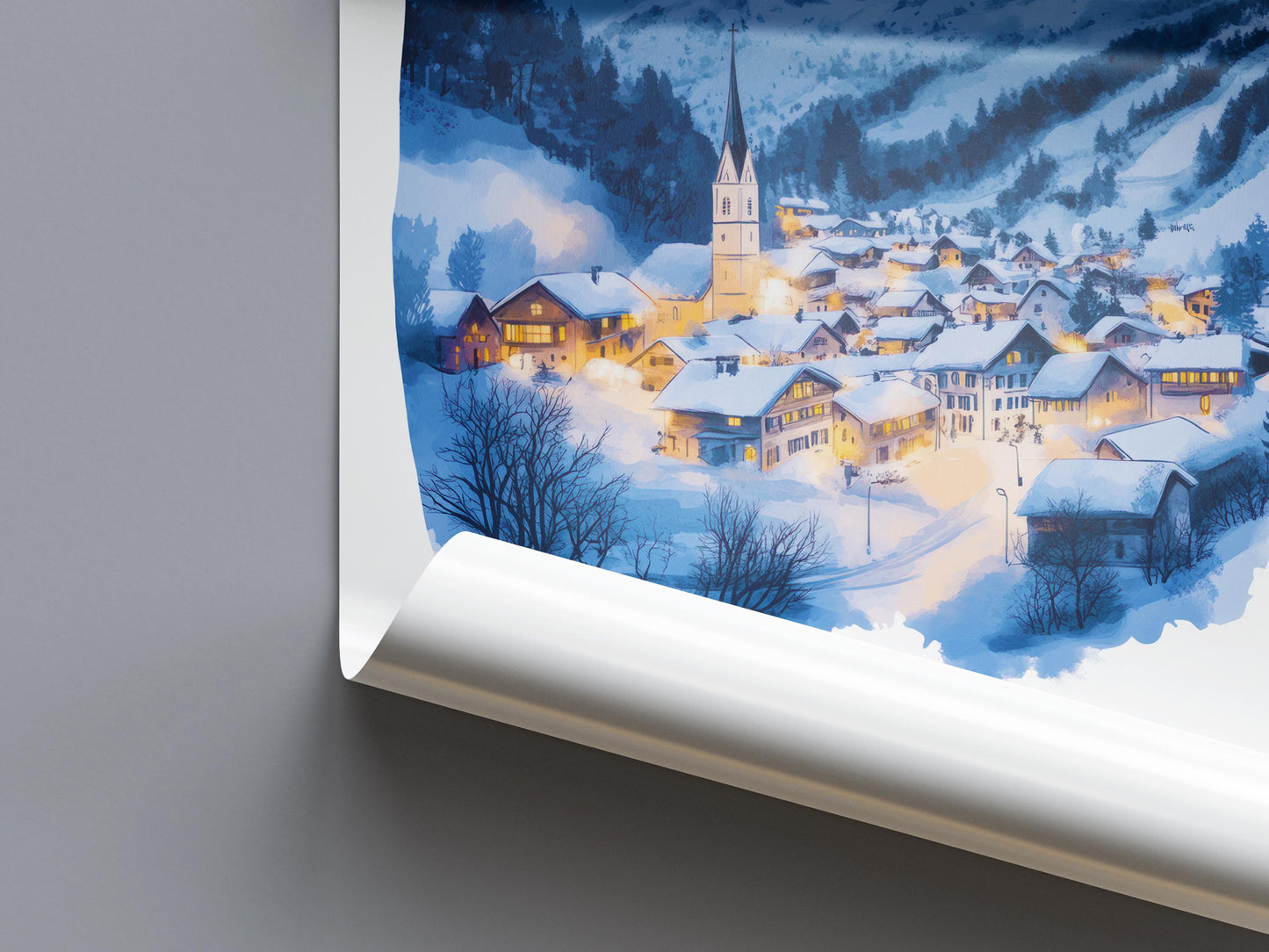 Engelberg Watercolor Poster Wall Art Engelberg Wall Decor Home Décor Engelberg Gift Switzerland Art Lover Gift, Travel Souvenir Print