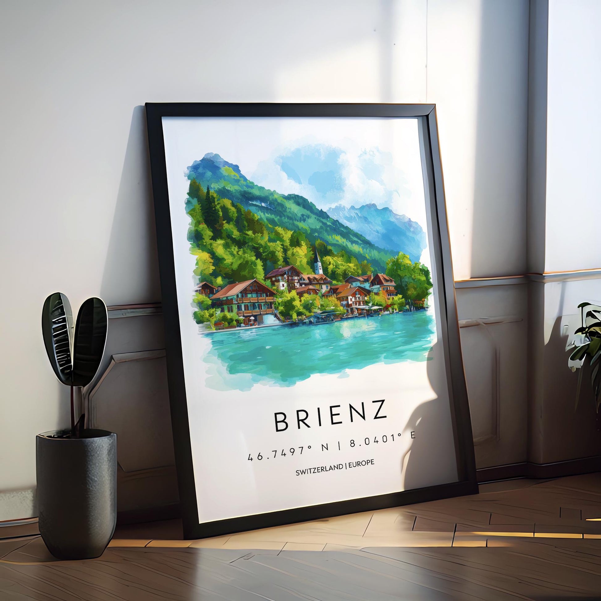 Brienz Watercolor Poster Wall Art Brienz Wall Decor Home Décor Brienz Gift Switzerland Art Lover Gift, Travel Souvenir Print