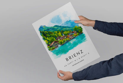 Brienz Watercolor Poster Wall Art Brienz Wall Decor Home Décor Brienz Gift Switzerland Art Lover Gift, Travel Souvenir Print