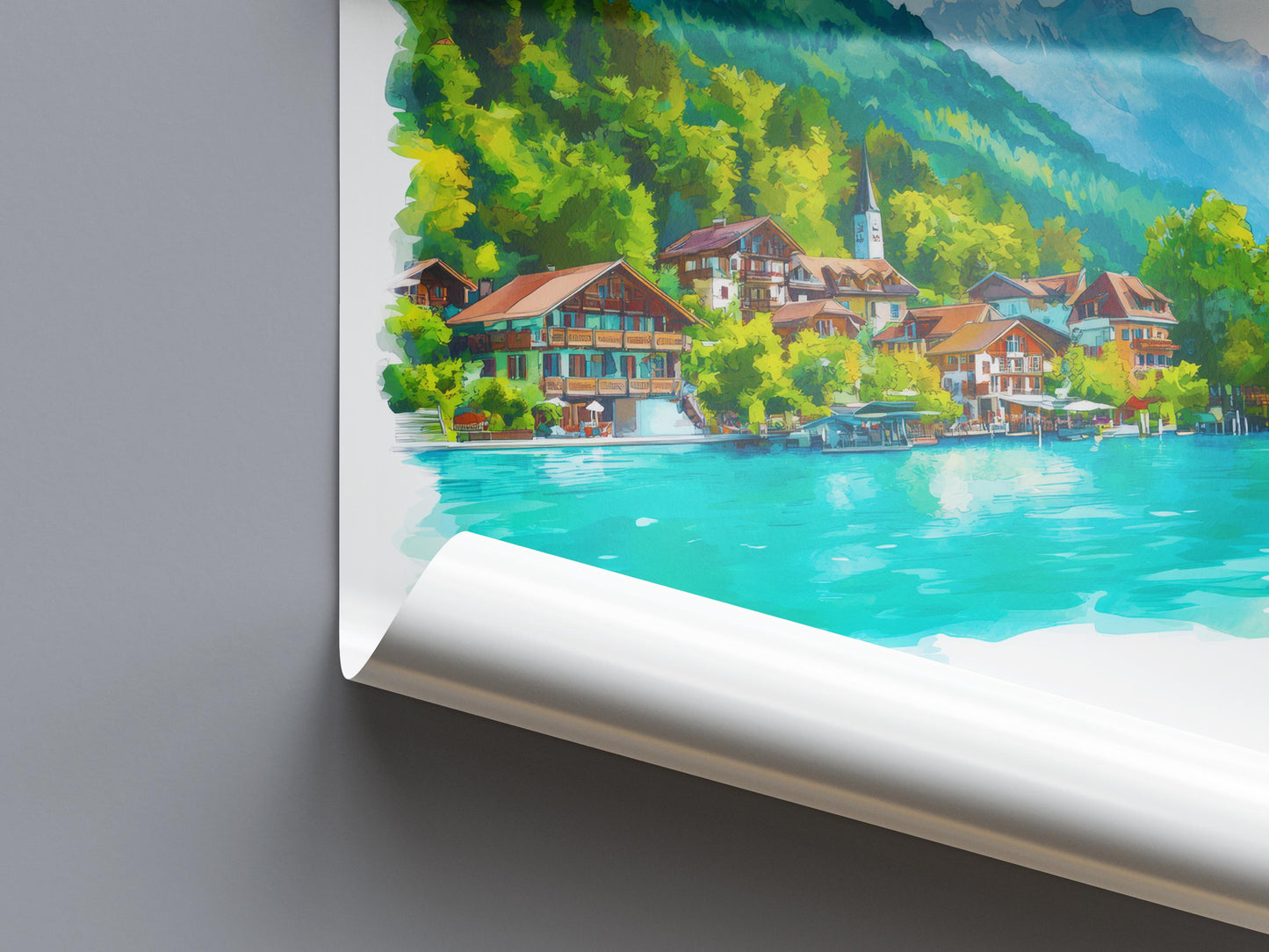 Brienz Watercolor Poster Wall Art Brienz Wall Decor Home Décor Brienz Gift Switzerland Art Lover Gift, Travel Souvenir Print