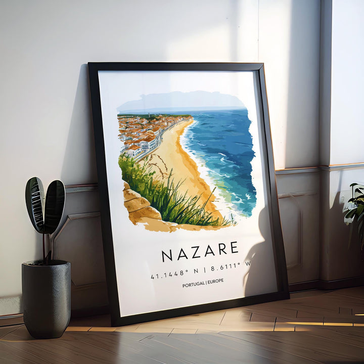 Nazaré Watercolor Poster Wall Art Nazaré Wall Decor Home Décor Nazaré Gift Portugal Art Lover Gift, Travel Souvenir Print