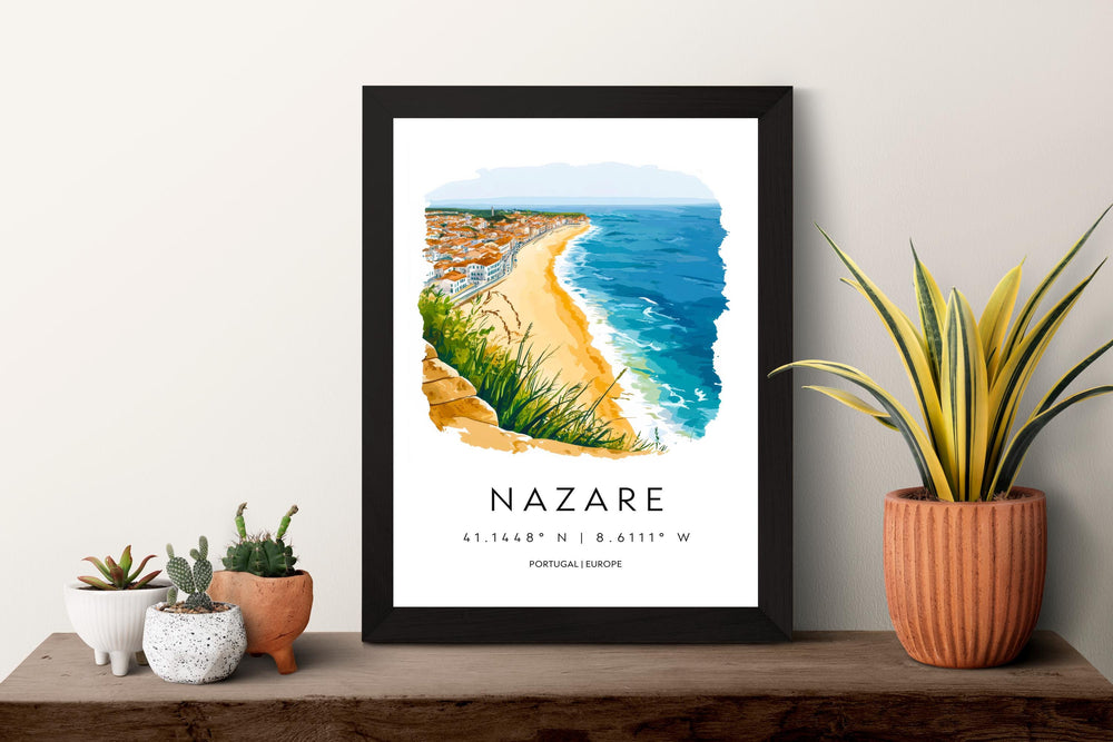 Nazaré Watercolor Poster Wall Art Nazaré Wall Decor Home Décor Nazaré Gift Portugal Art Lover Gift, Travel Souvenir Print