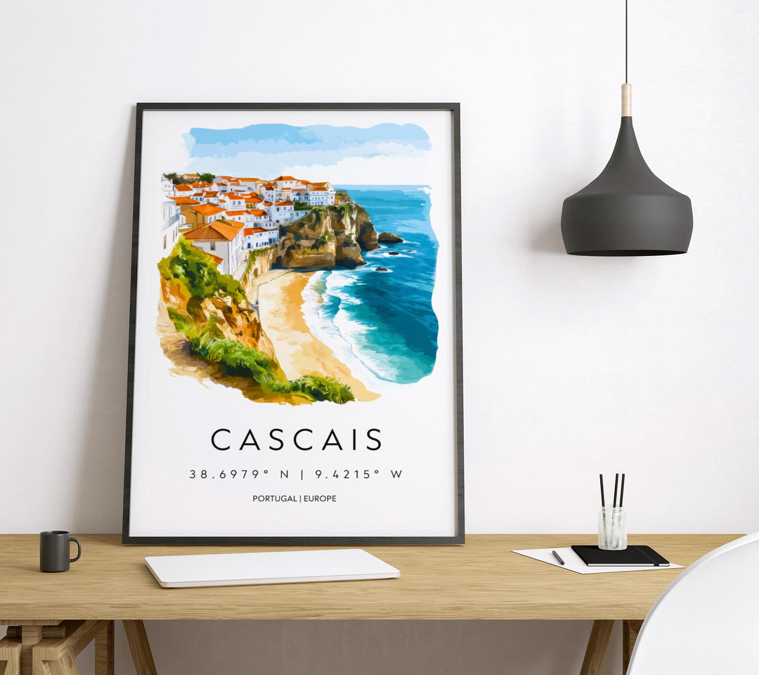 Cascais Watercolor Poster Wall Art Cascais Wall Decor Home Décor Cascais Gift Portugal Art Lover Gift, Travel Souvenir Print