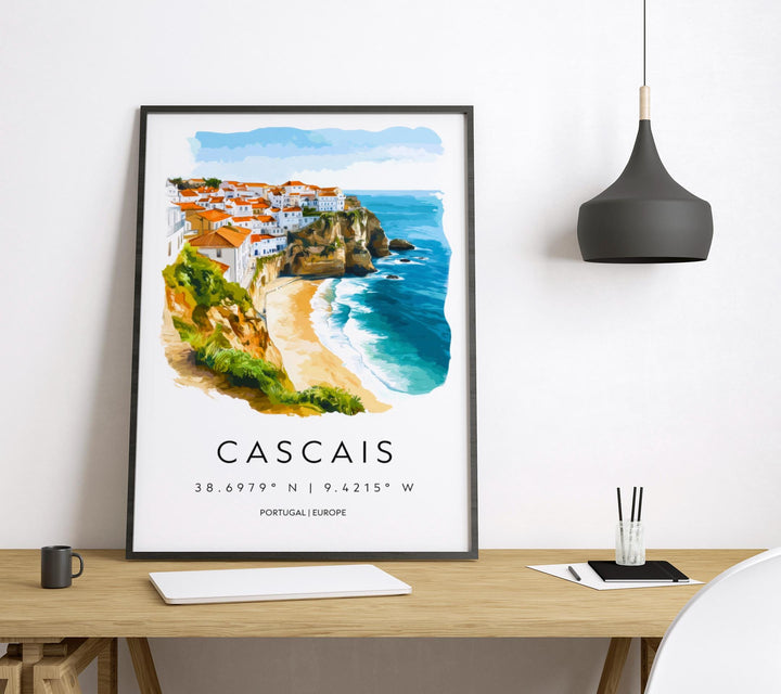 Cascais Watercolor Poster Wall Art Cascais Wall Decor Home Décor Cascais Gift Portugal Art Lover Gift, Travel Souvenir Print