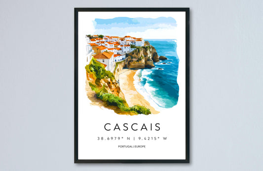 Cascais Watercolor Poster Wall Art Cascais Wall Decor Home Décor Cascais Gift Portugal Art Lover Gift, Travel Souvenir Print