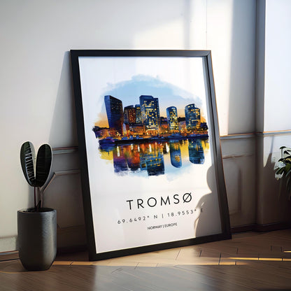 Tromsø Watercolor Poster Wall Art Tromsø Wall Decor Home Décor Tromsø Gift Norway Art Lover Gift, Travel Souvenir Print