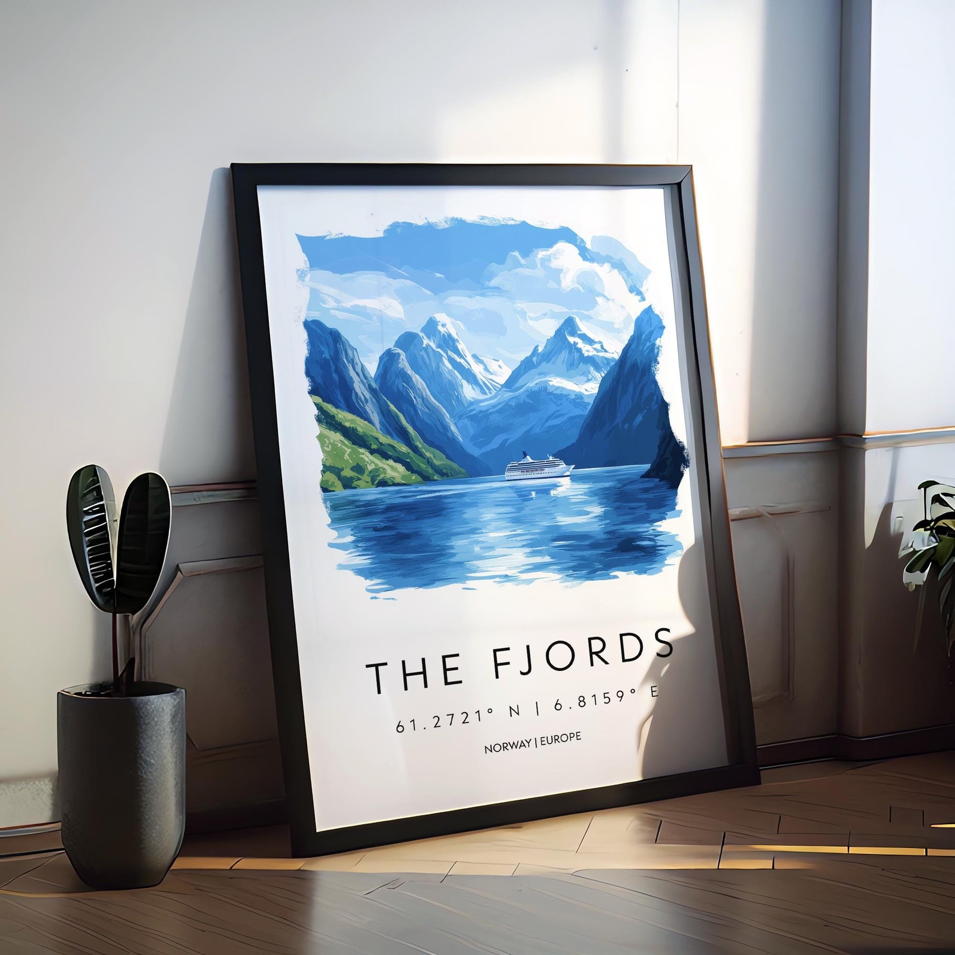 The Fjords Watercolor Poster Wall Art Fjords Wall Decor Home Décor The Fjords Gift Norway Art Lover Gift, Travel Souvenir Print