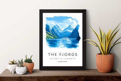 The Fjords Watercolor Poster Wall Art Fjords Wall Decor Home Décor The Fjords Gift Norway Art Lover Gift, Travel Souvenir Print