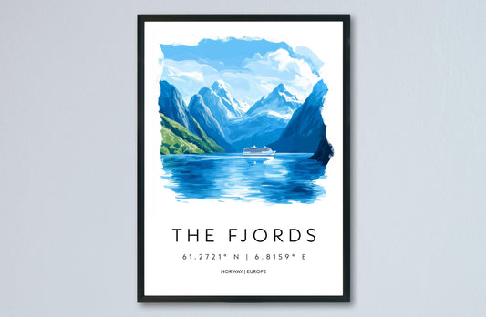 The Fjords Watercolor Poster Wall Art Fjords Wall Decor Home Décor The Fjords Gift Norway Art Lover Gift, Travel Souvenir Print
