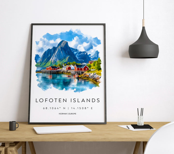 Lofoten Islands Watercolor Poster Wall Art Lofoten Isle Decor Home Décor Lofoten Islands Gift Norway Art Lover Gift, Travel Souvenir