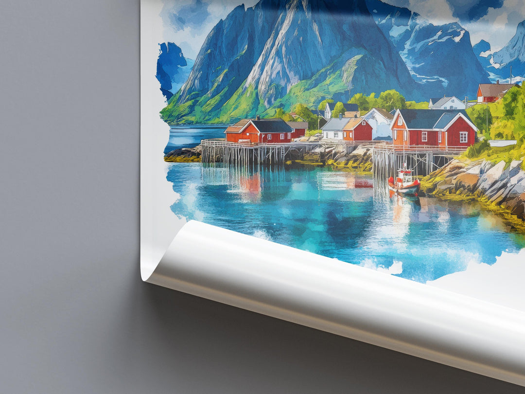 Lofoten Islands Watercolor Poster Wall Art Lofoten Isle Decor Home Décor Lofoten Islands Gift Norway Art Lover Gift, Travel Souvenir