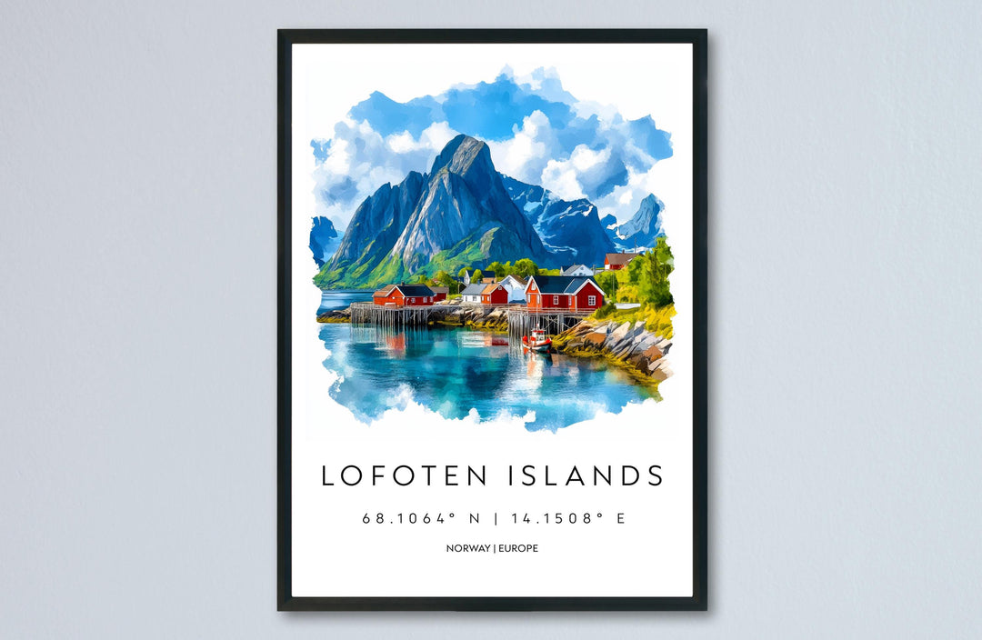 Lofoten Islands Watercolor Poster Wall Art Lofoten Isle Decor Home Décor Lofoten Islands Gift Norway Art Lover Gift, Travel Souvenir